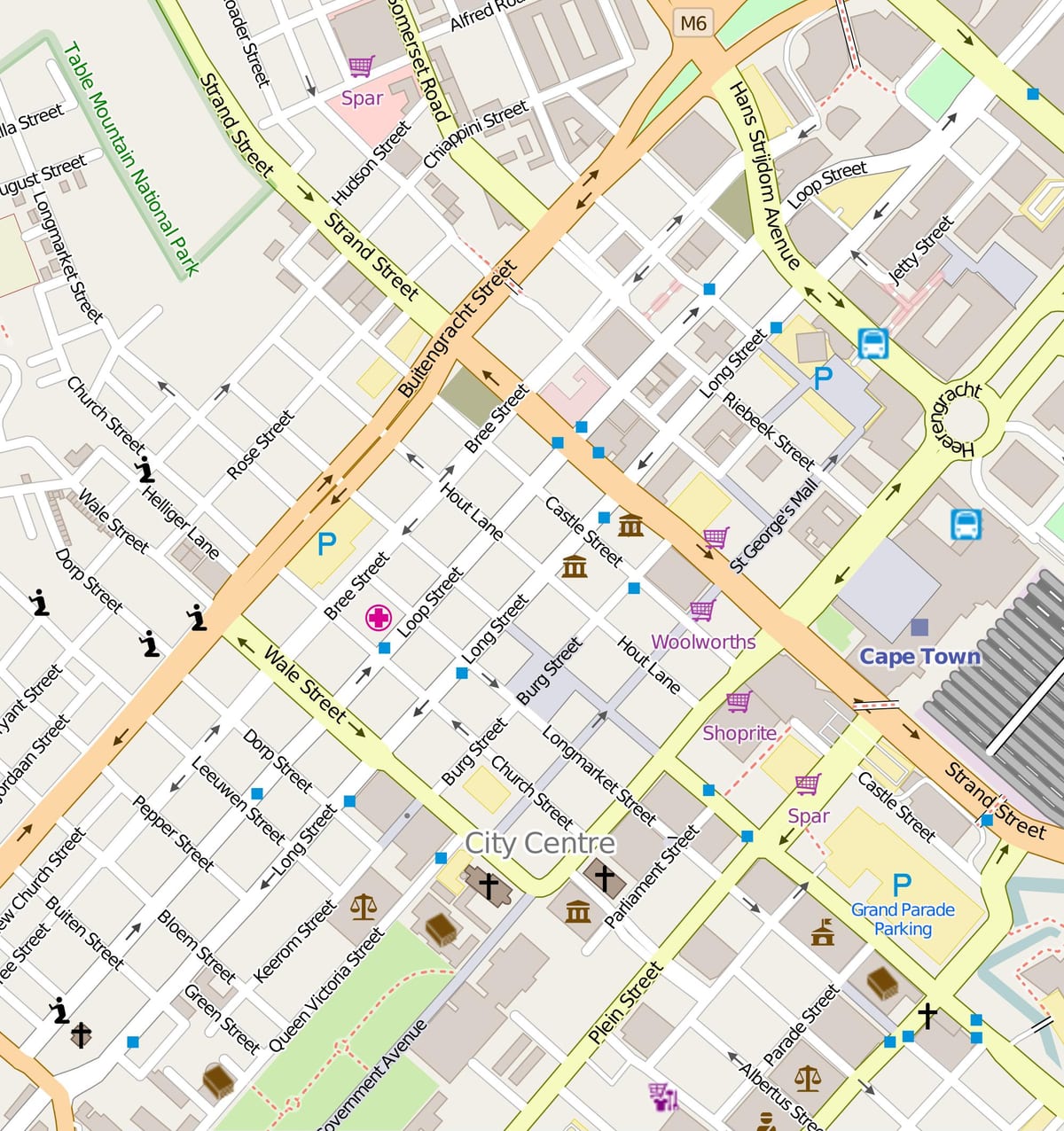 harta buclă strada Cape Town