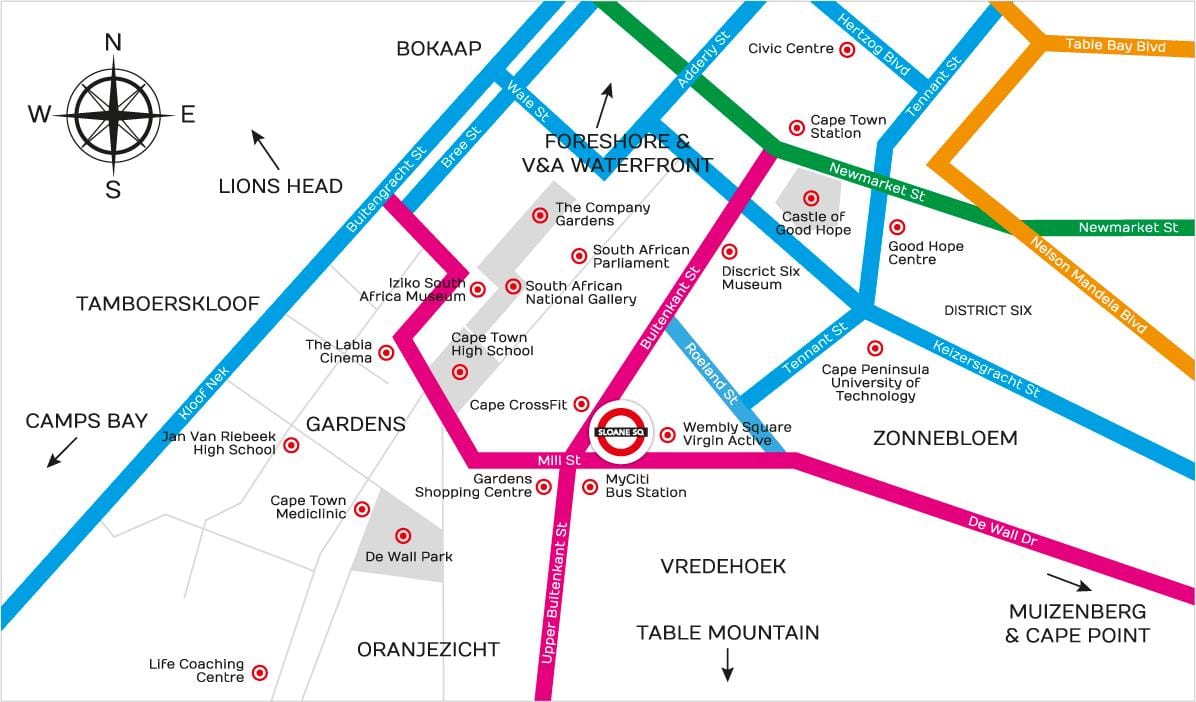 harta buitenkant strada Cape Town