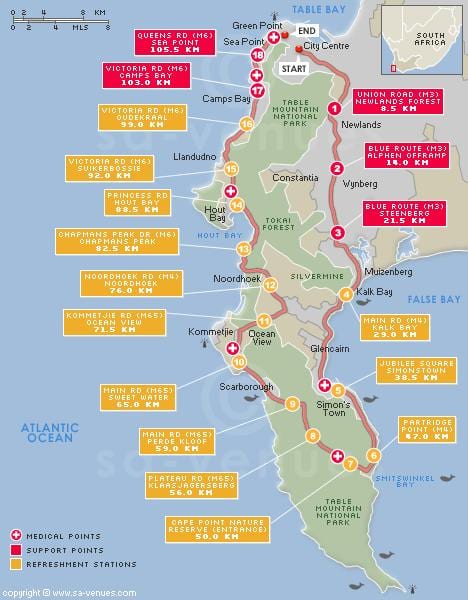 harta cape argus traseu