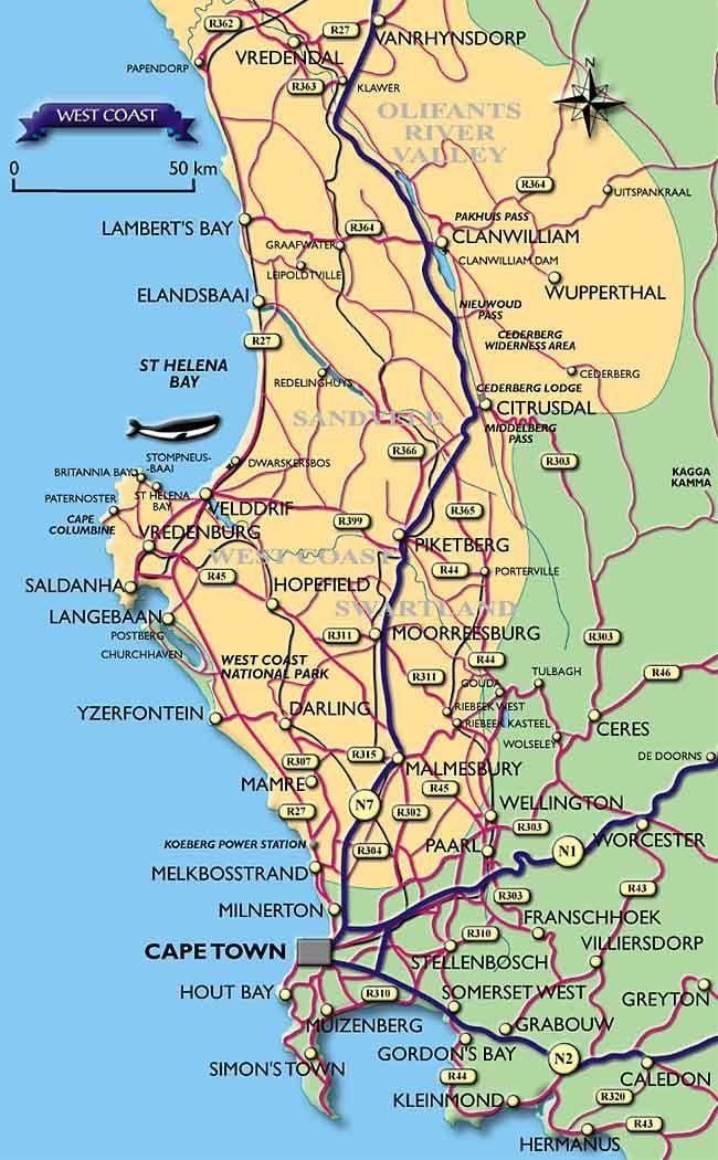 harta Cape Town litoral