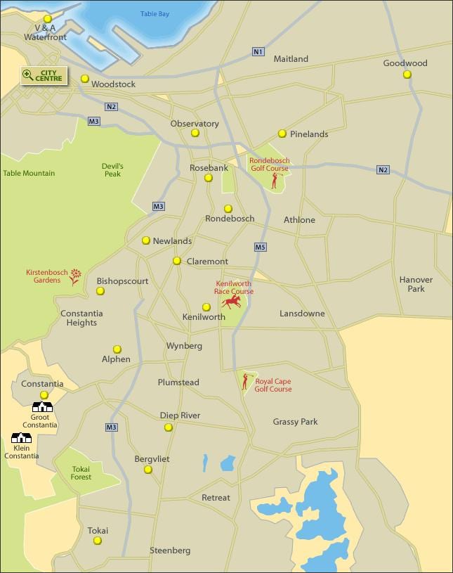 harta Cape Town southern suburbs
