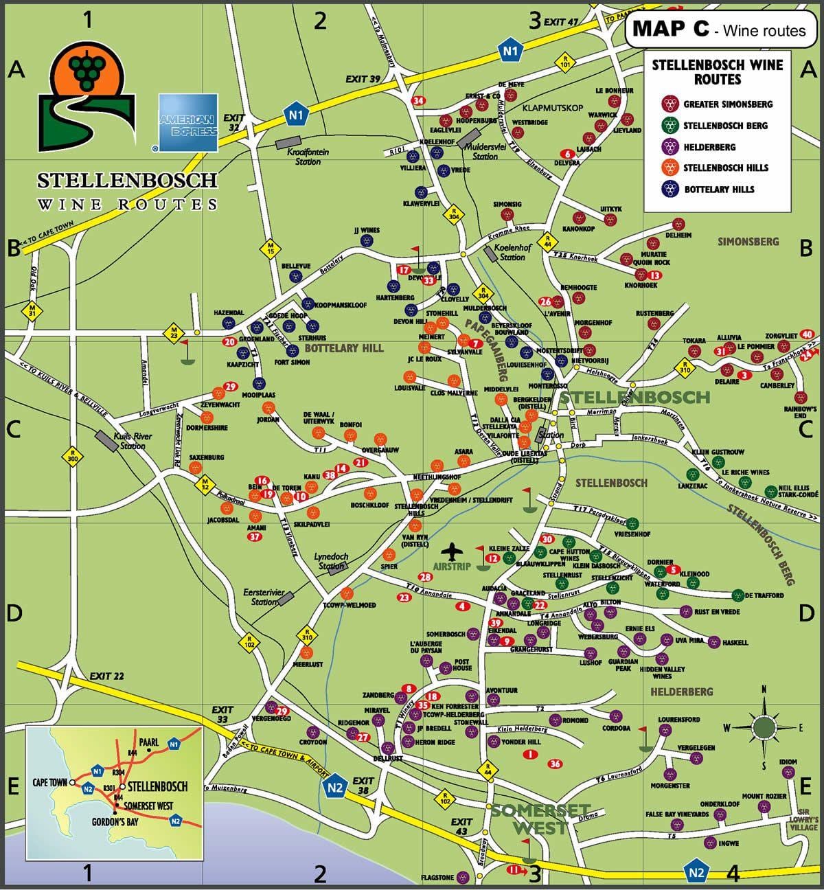 harta de vin ruta road map Cape Town