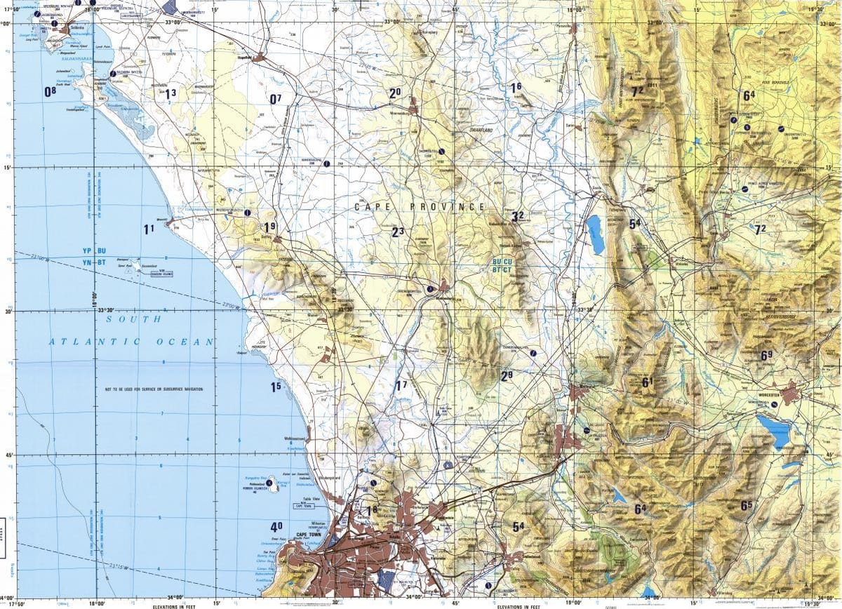 Cape Town hartă topografică