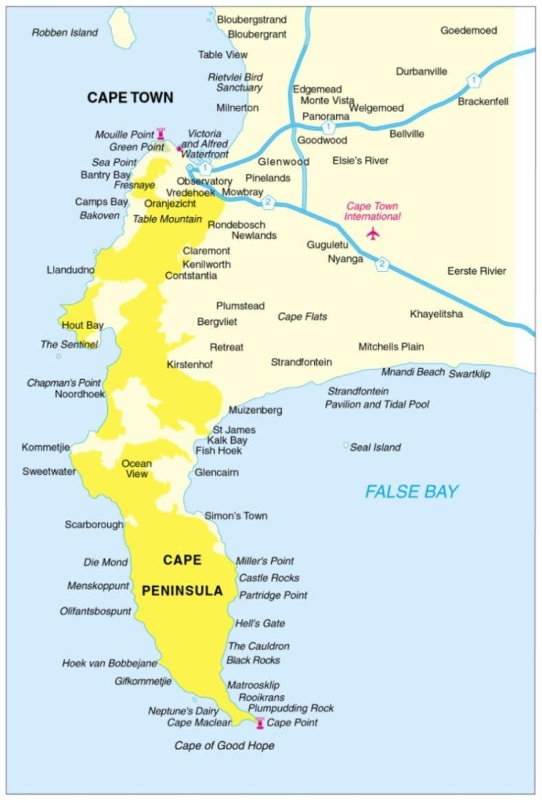 harta cape peninsula Africa de Sud