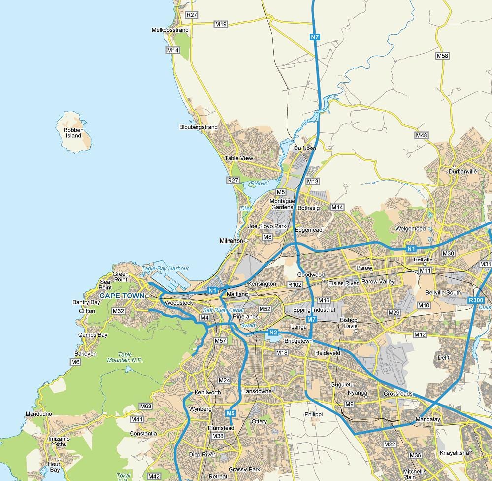 harta milnerton și înconjoară