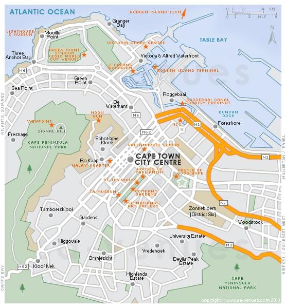 hartă din secolul al orașului Cape Town