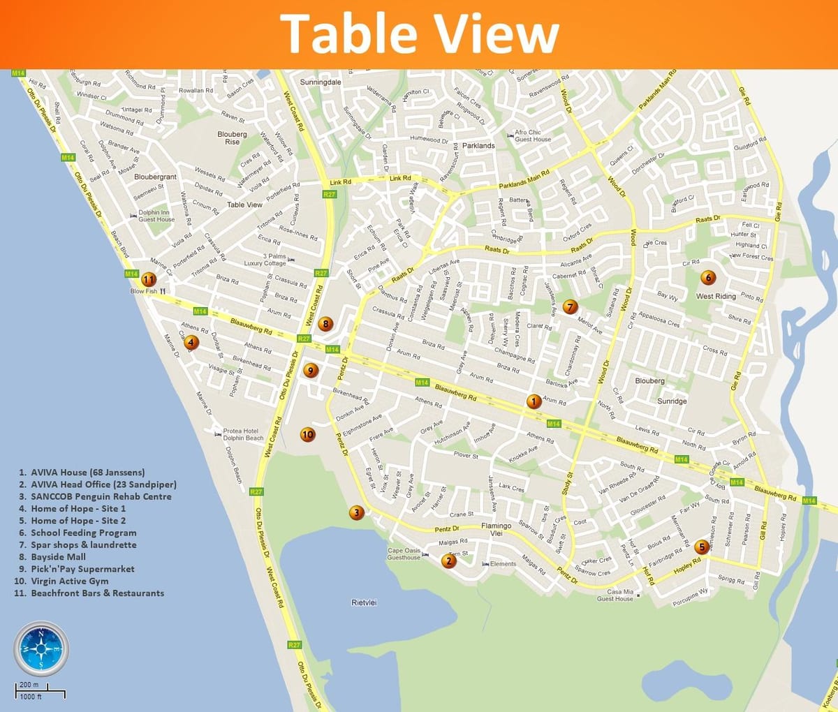 harta tabel Cape Town