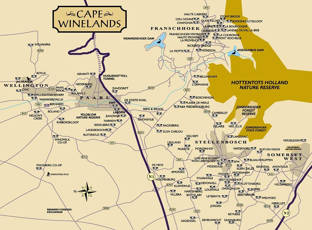 harta winelands Cape Town