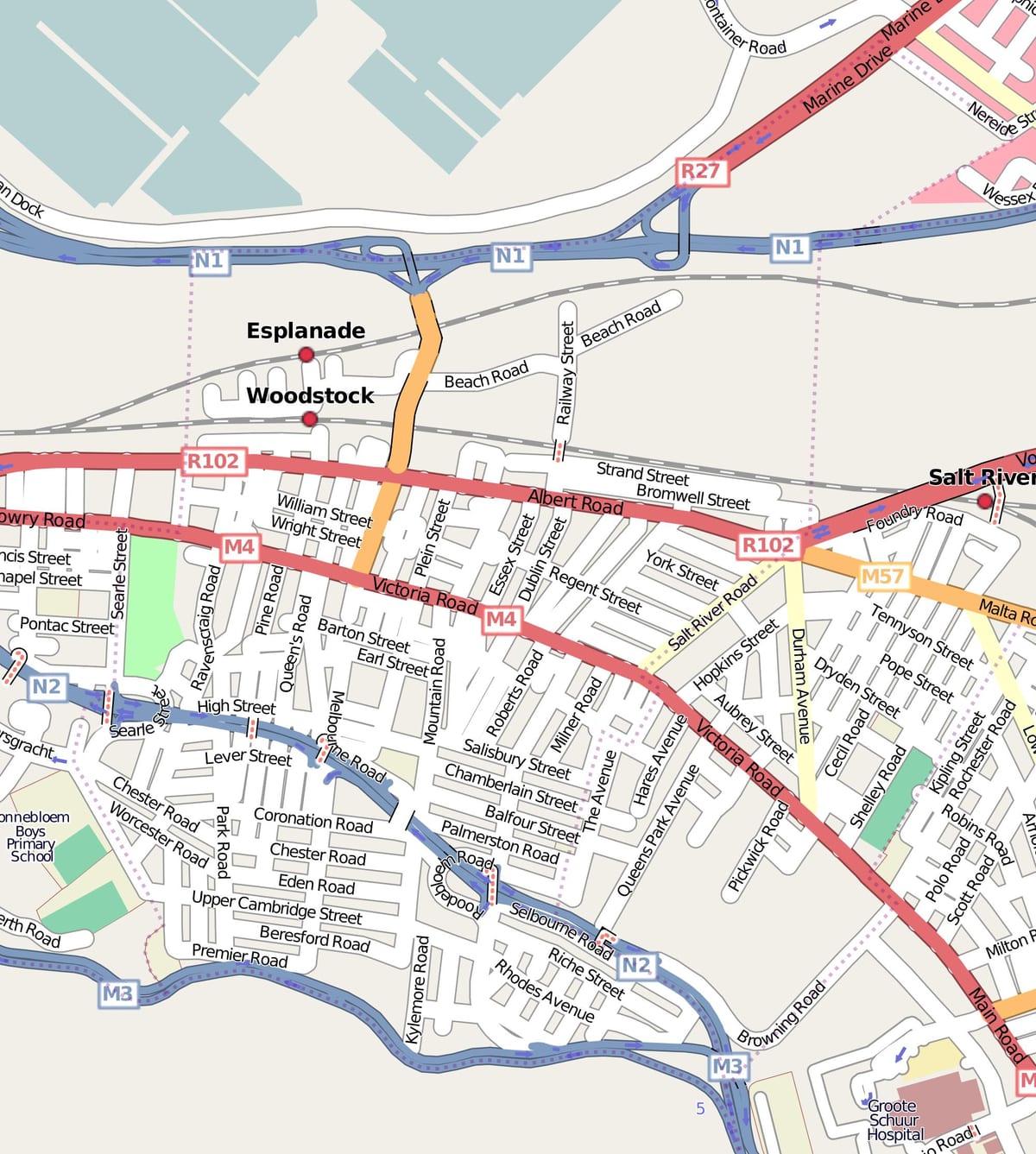 harta strada din woodstock Cape Town