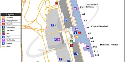 Aeroportul internațional Cape Town arată hartă