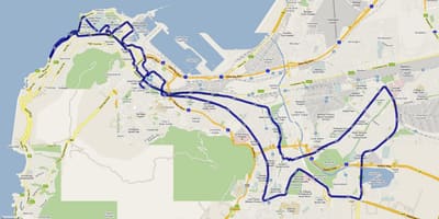 Harta Cape Town traseul de maraton 