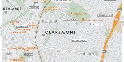 Harta claremont Cape Town