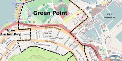 Green point din Cape Town arată hartă