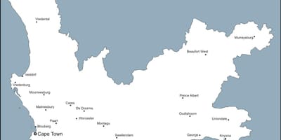 Harta western Cape Orașe