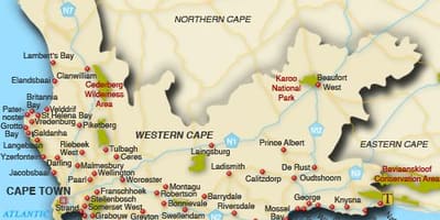 Western cape plaje hartă