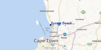 Harta sunset beach Cape Town
