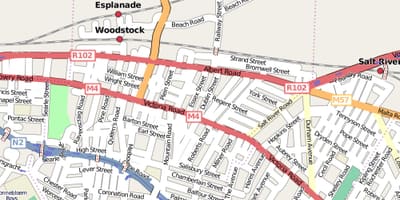 Harta strada din woodstock Cape Town